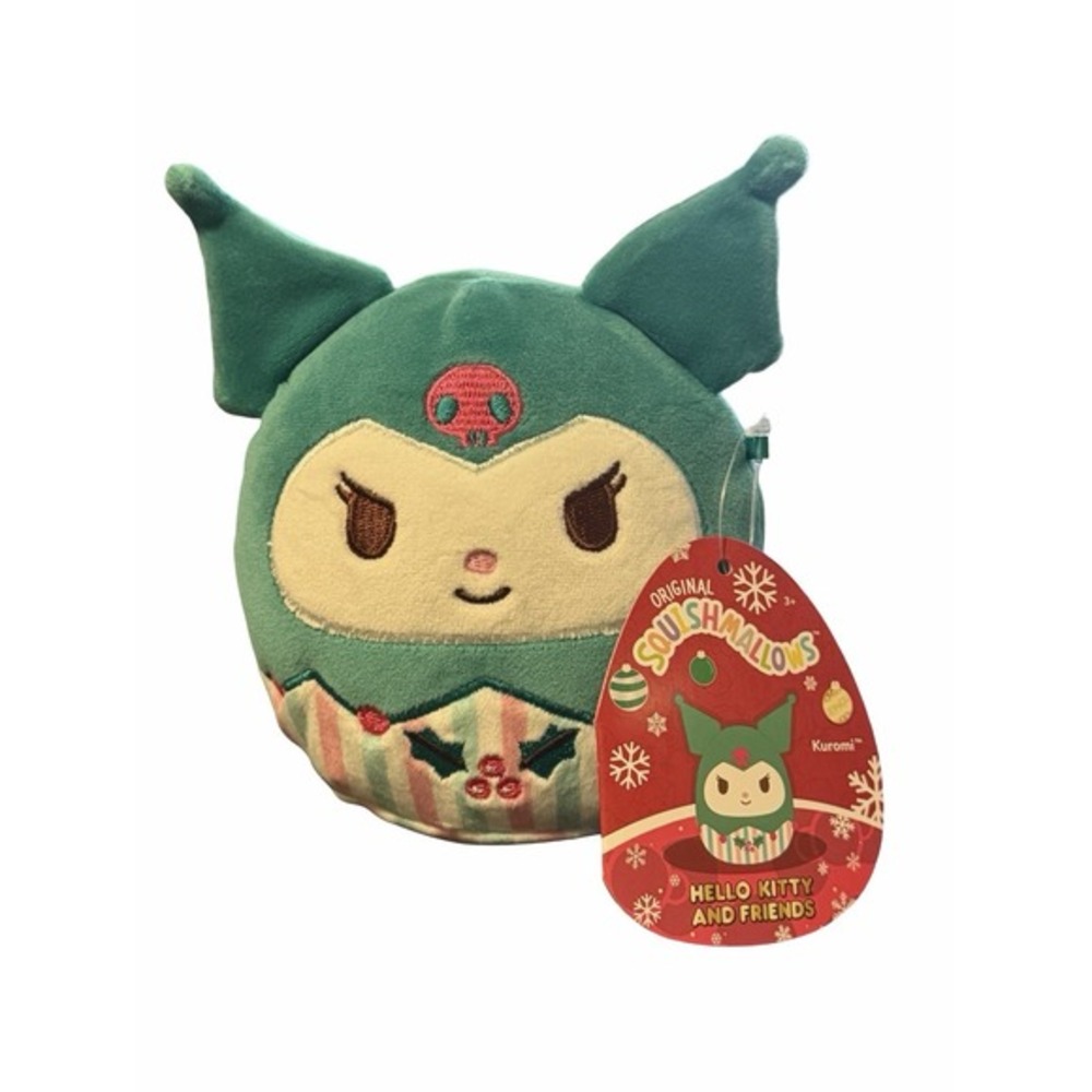 NEW Squishmallows 5"‎ Inch Kuromi Hello Kitty & Friends Christmas Green W Holly